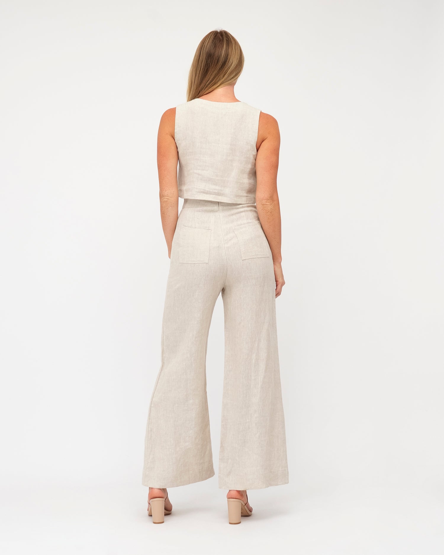 White Closet linen wide leg pants Kara Linen Top