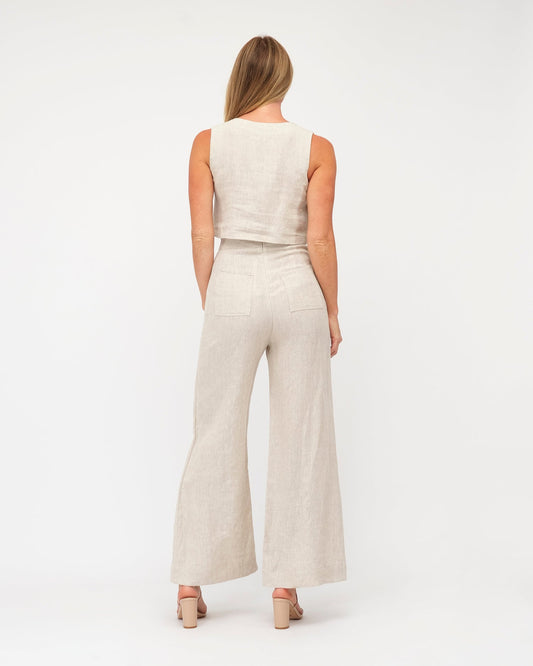 White Closet linen wide leg pants Kara Linen Top