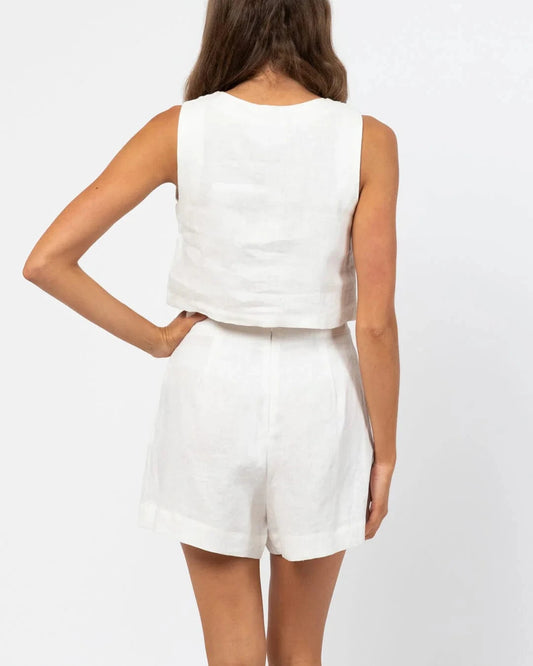 White Closet linen crop top Kara Linen Top - White