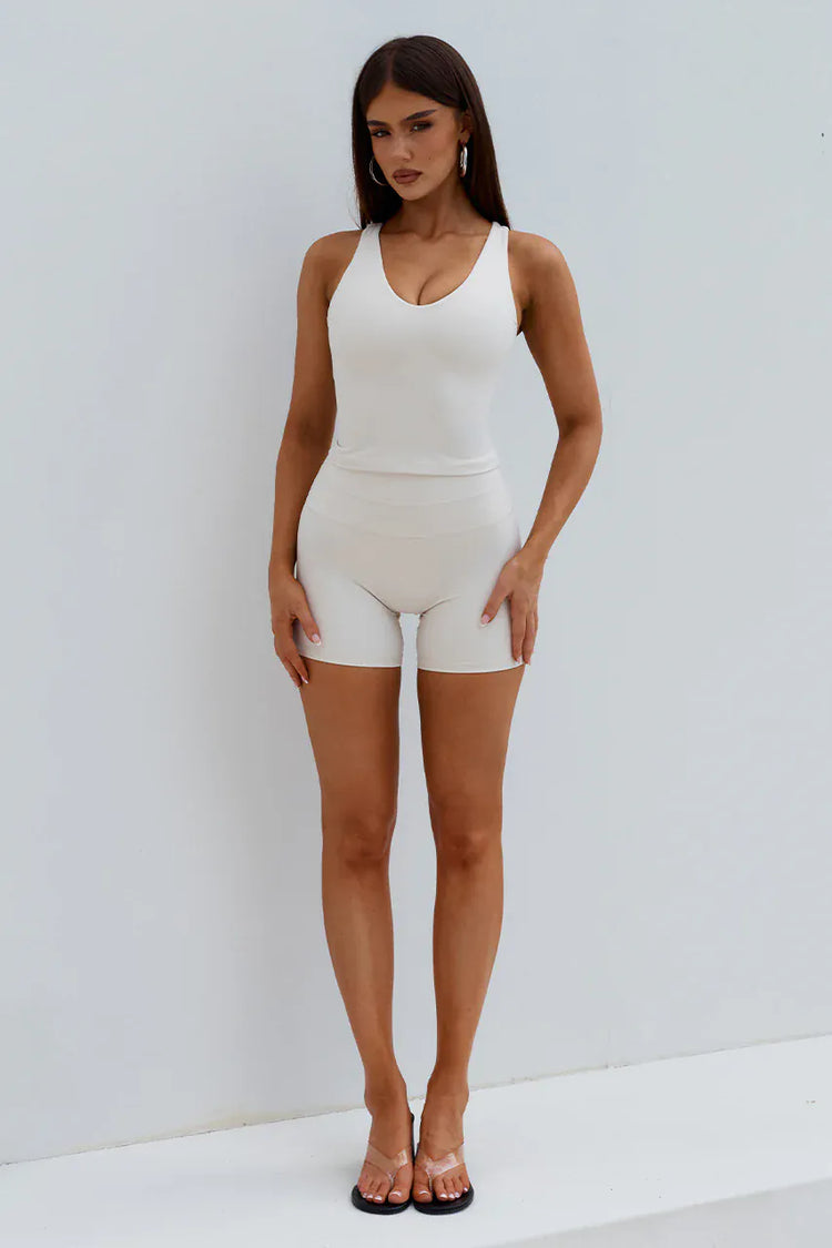 Runaway The Label activewear KIMBERLY FITTED TANK TOP - BISCUIT