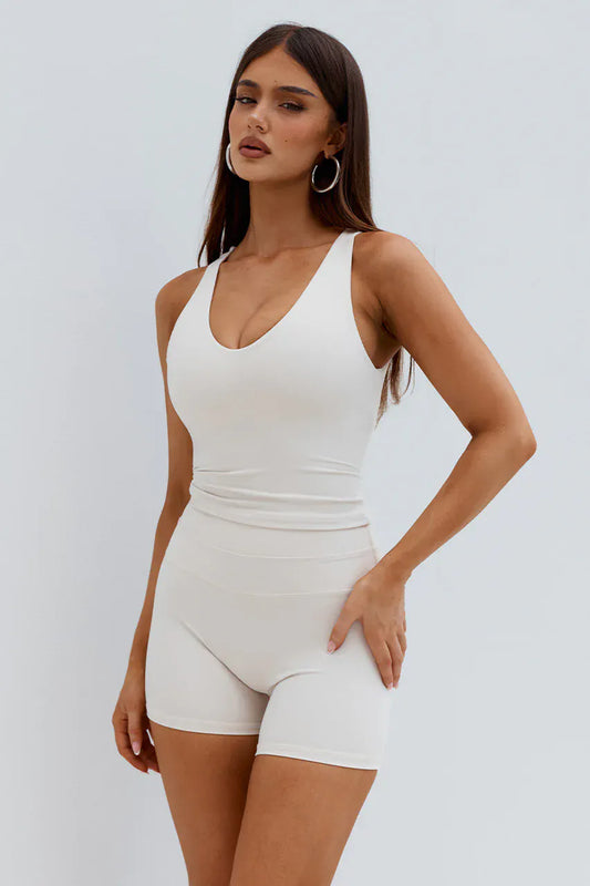 Runaway The Label activewear KIMBERLY FITTED TANK TOP - BISCUIT