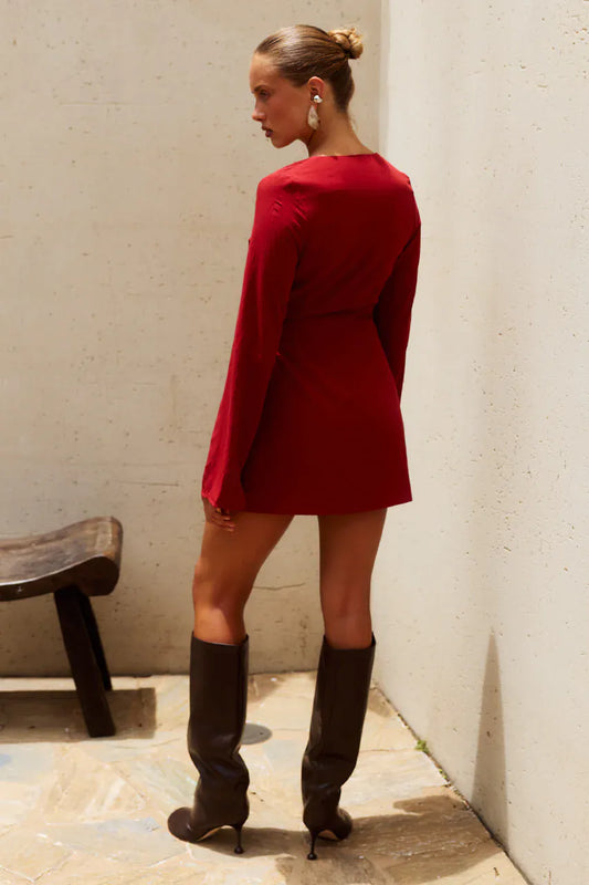 Runaway The Label activewear LILLA MINI WRAP DRESS - CHERRY RED