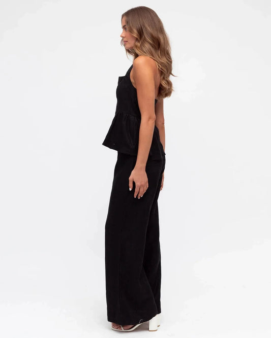 White Closet linen top Linen Halter Top - Black