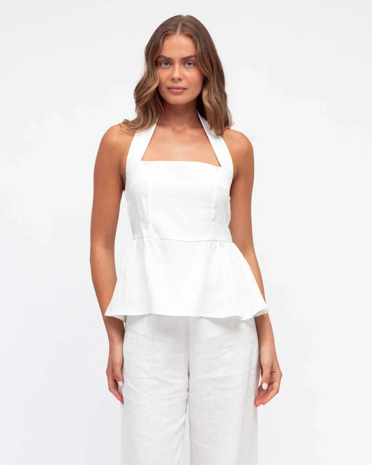 White Closet linen top Linen Halter Top - White