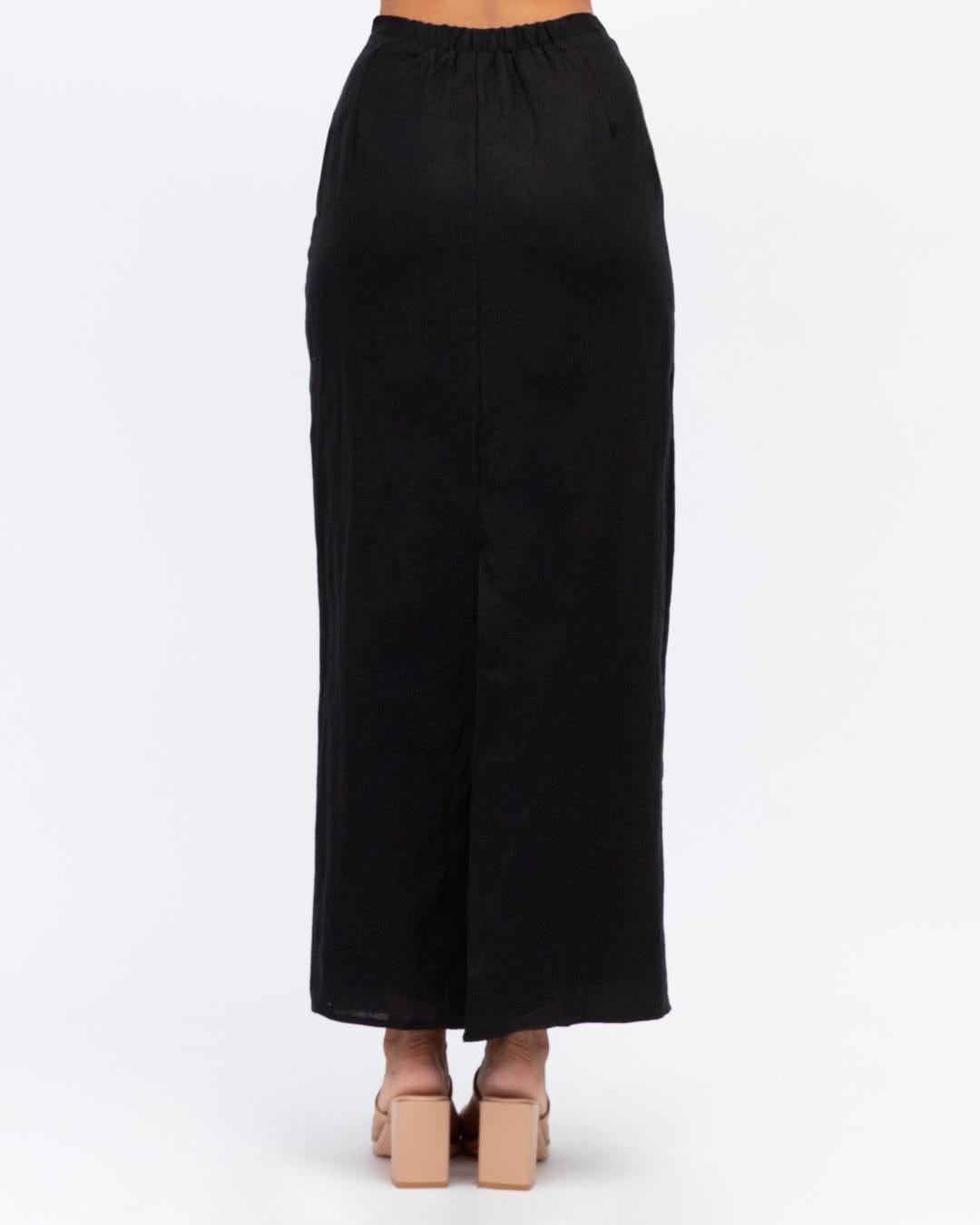 White Closet maxi skirt Linen Pencil Skirt - Black