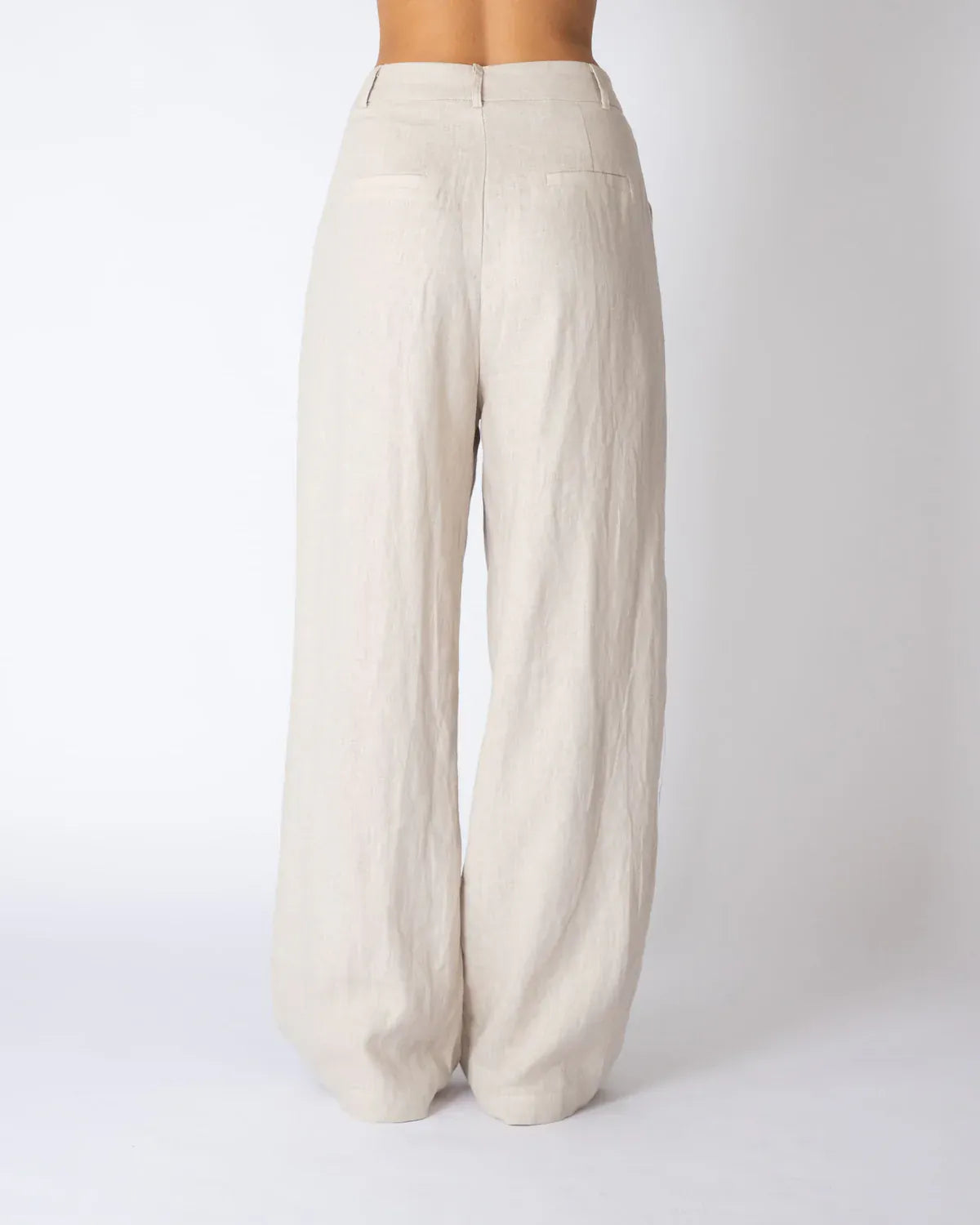 White Closet linen wide leg pants Linen Tailored Pants Oat