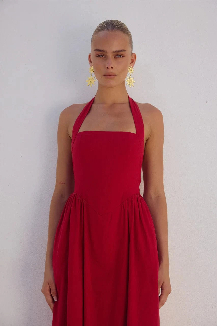 Runaway The Label Dresses Locklea Midi Dress - Cherry