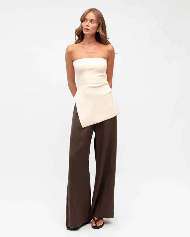 White Closet Shirts & Tops Longline Knit - Cream