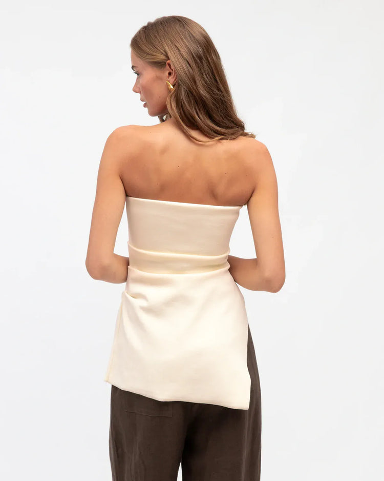 White Closet Shirts & Tops Longline Knit - Cream