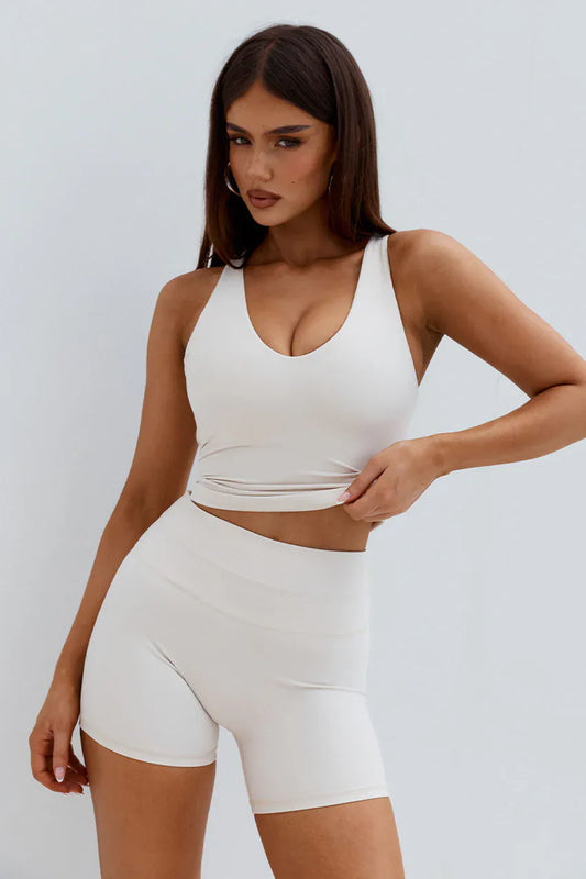 Runaway The Label activewear LOU CONTOUR SHORTS - BISCUIT