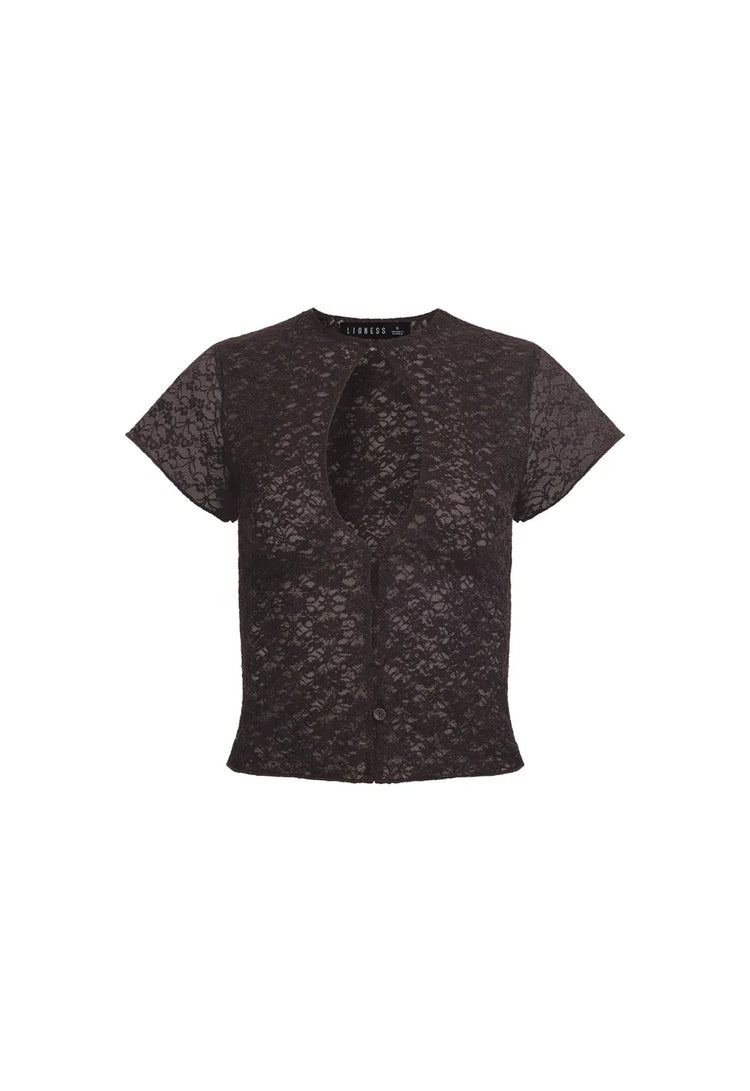 Lioness lace top LOVE LETTERS TOP - CHOCOLATE