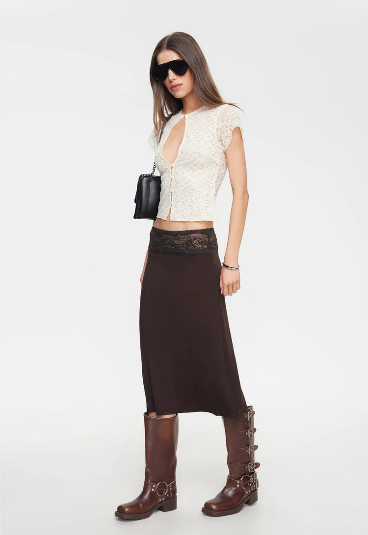 Lioness lace top LOVE LETTERS TOP - Lemon