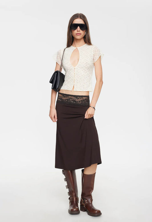 Lioness lace top LOVE LETTERS TOP - Lemon