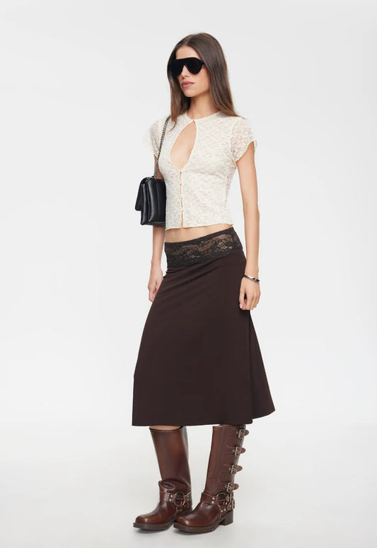 Lioness lace top LOVE LETTERS TOP - Lemon