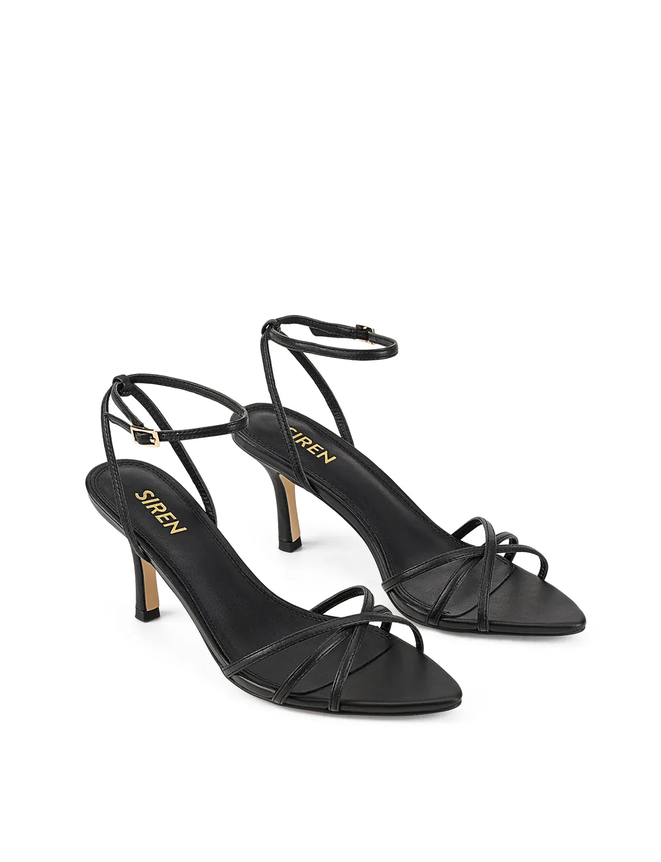 Siren Shoes shoes Maddison Point Toe Strappy Heels - Black