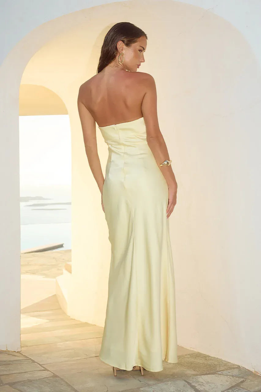 Runaway The Label formal dress MADELEINE STRAPLESS MAXI DRESS - BUTTERMILK