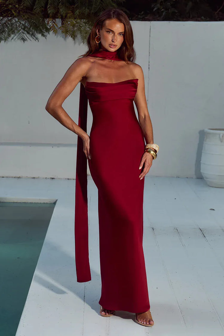 Runaway The Label formal dress Madeline Strapless Maxi - Cherry