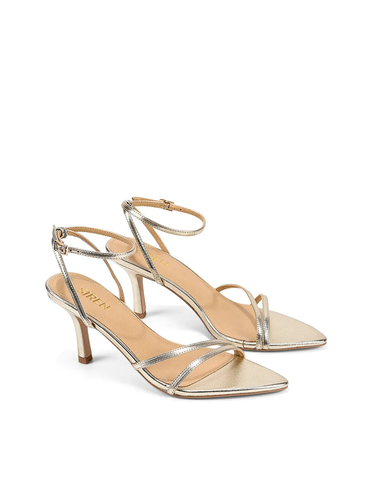 Siren Shoes shoes Mahalia Strappy Heels  - Gold Metallic Leather