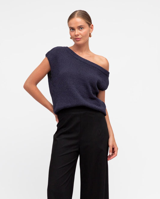 White Closet Top Mali Top - Navy