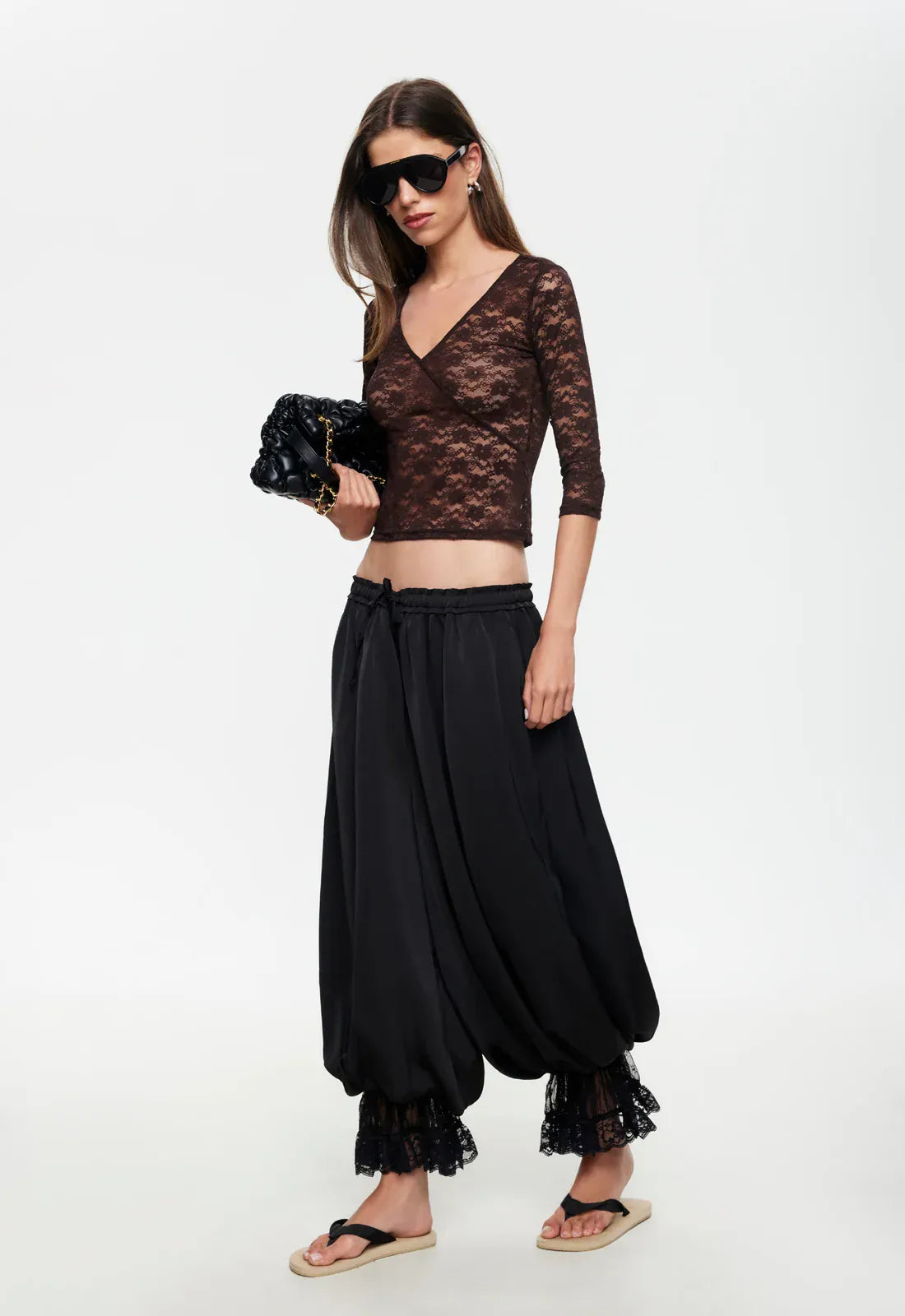 Lioness lace top MIDNIGHT LACE TOP - CHOCOLATE