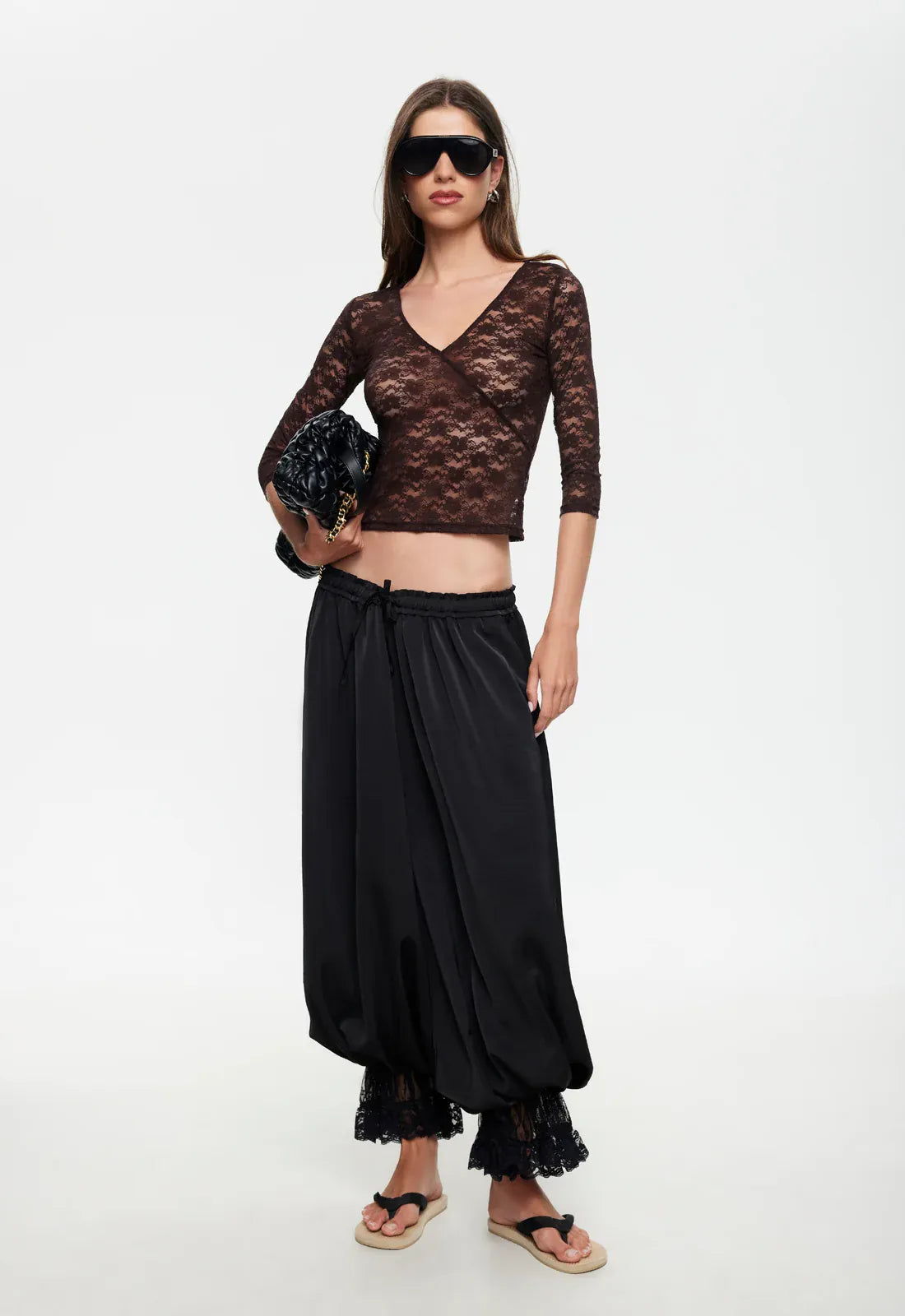 Lioness lace top MIDNIGHT LACE TOP - CHOCOLATE