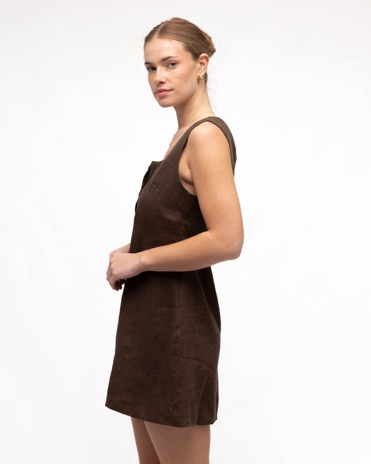 White Closet mini dress Mini Vest Dress - Brown