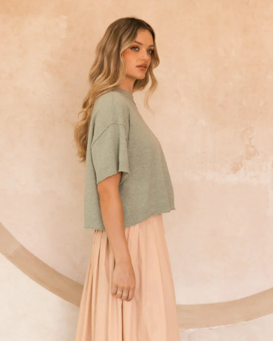 White Closet Shirts & Tops Monday Top - Matcha