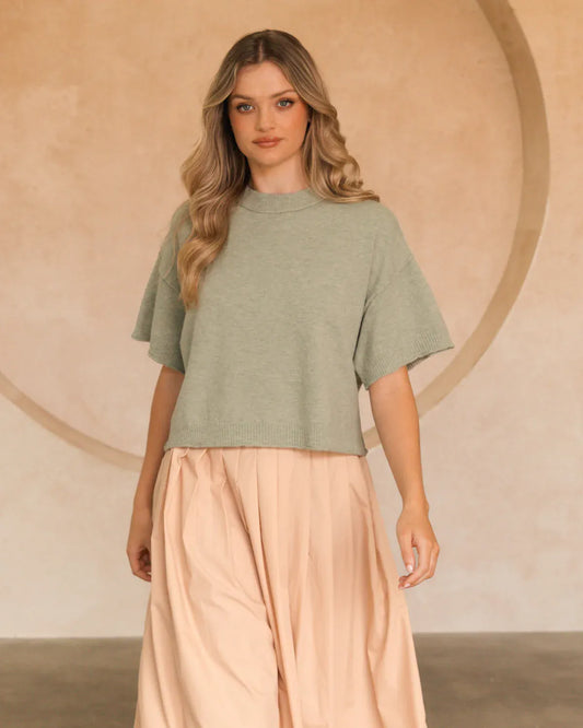 White Closet Shirts & Tops Monday Top - Matcha