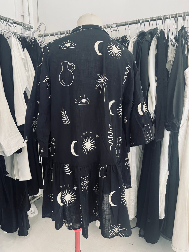 By Frankie babydoll dress Moon & Stars Linen Dress - Black