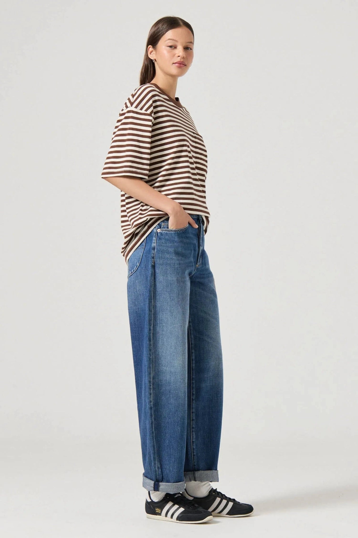 ROLLAS JEANS tee Off Duty Tee - Cocoa Stripe