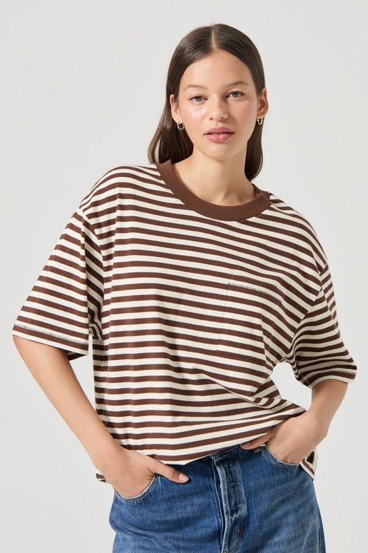 ROLLAS JEANS tee Off Duty Tee - Cocoa Stripe