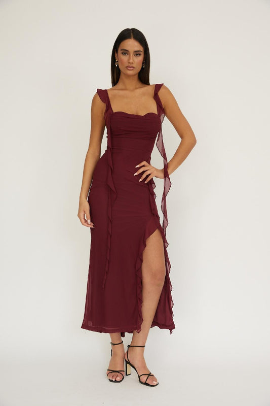 Saints & Secrets Dresses Pia Maxi Dress =- Wine