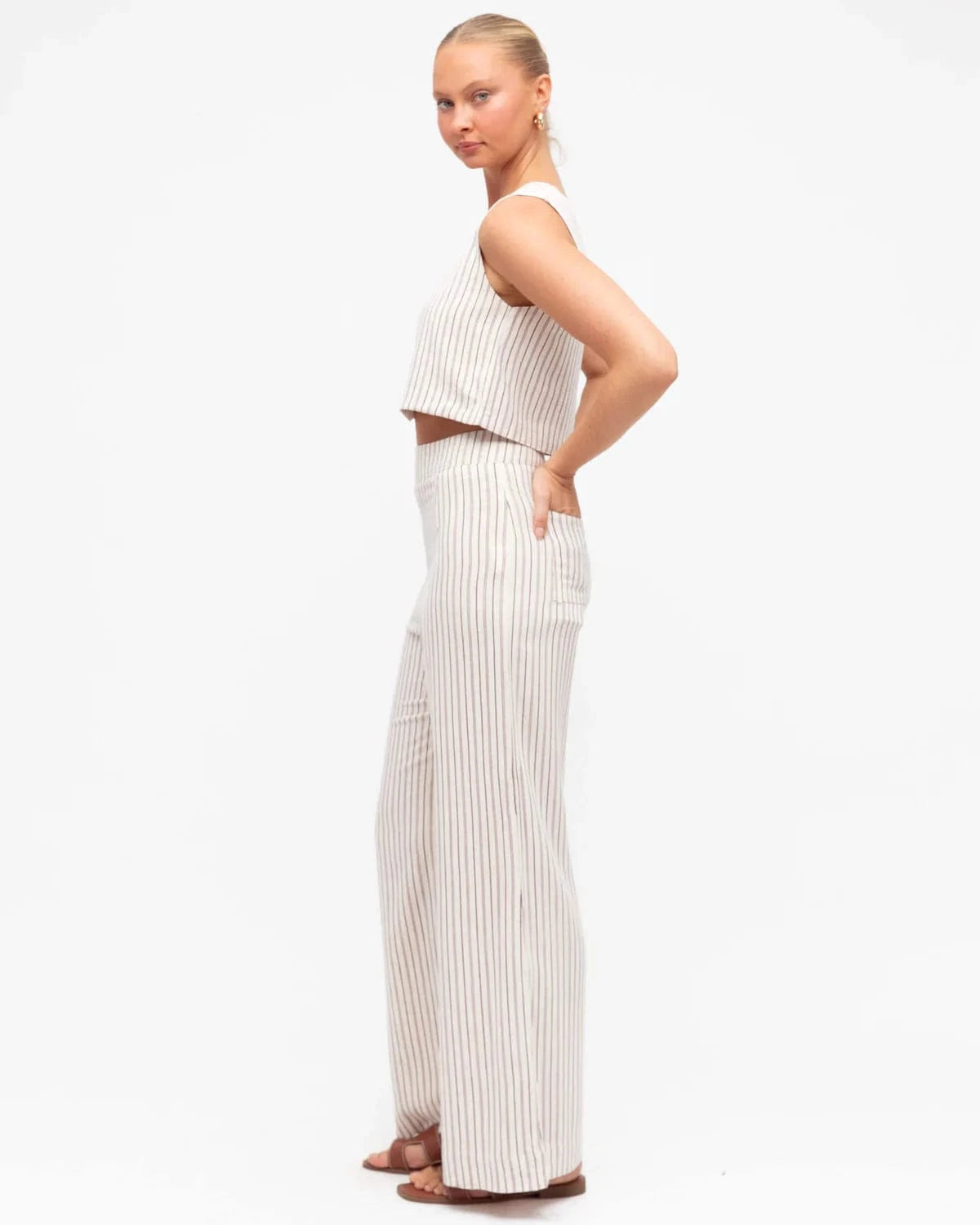 White Closet Top Pinstripe Crop Top -