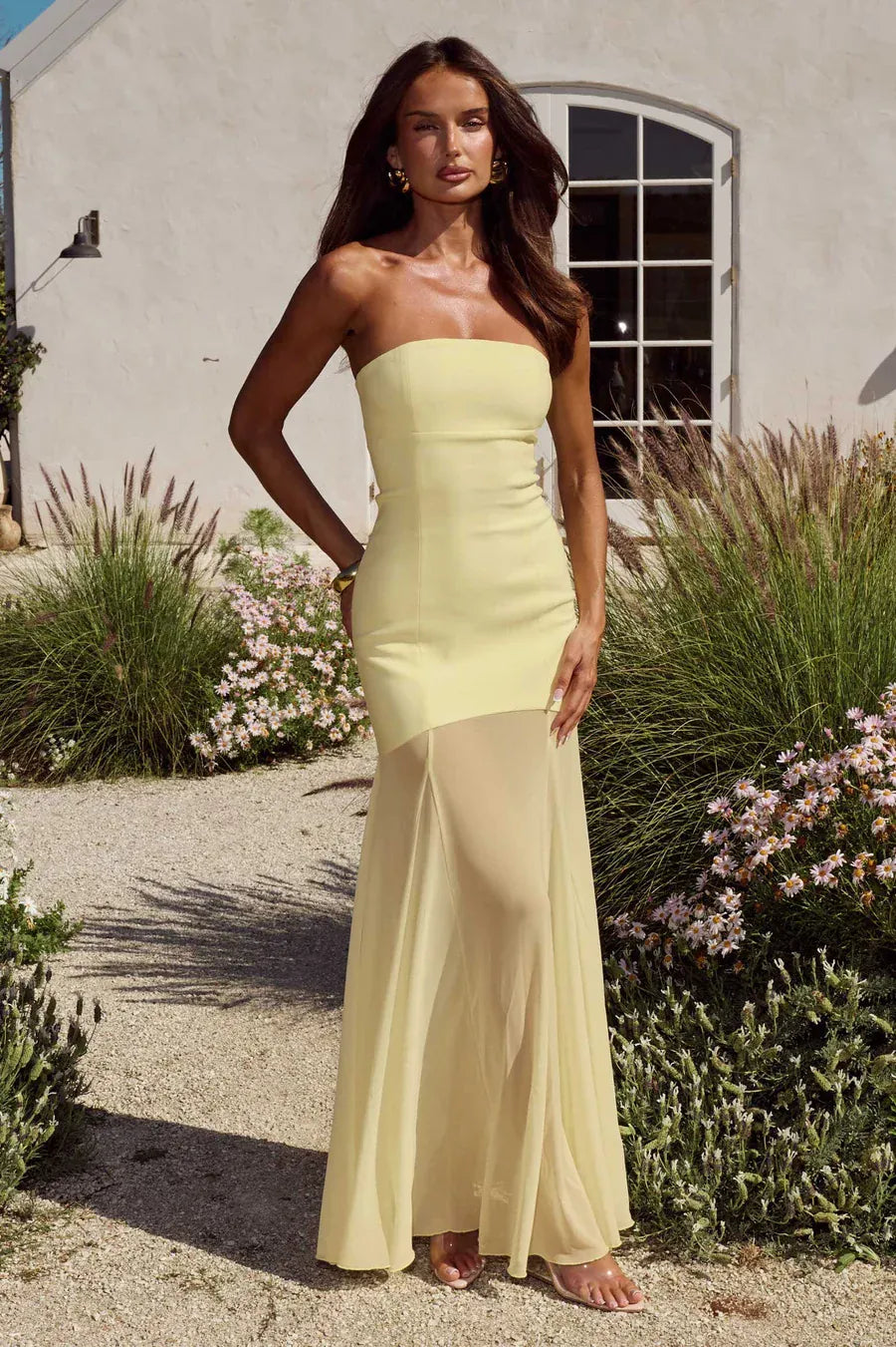Runaway The Label formal dress REMI STRAPLESS MAXI DRESS - LEMON