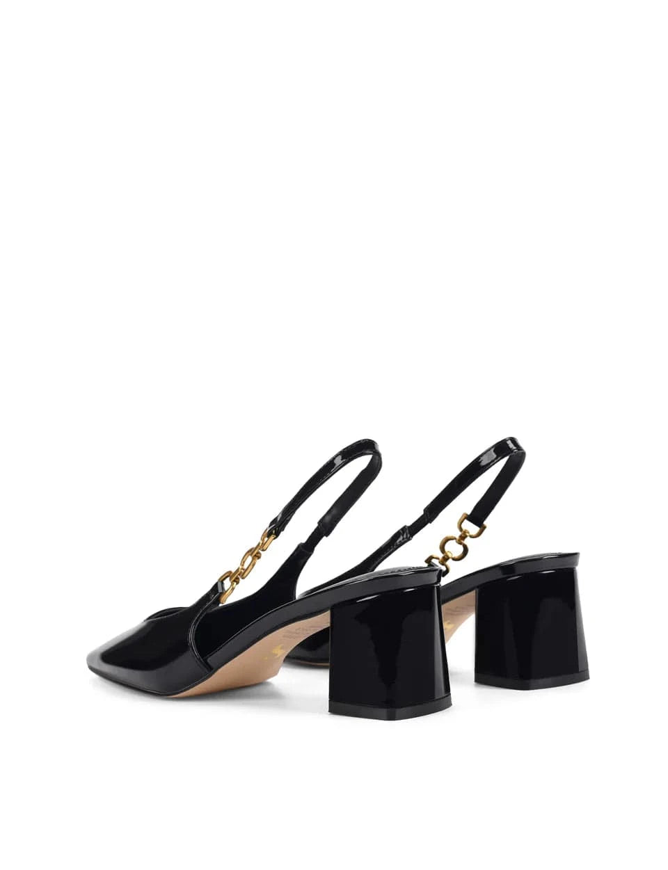 Siren shoes Renee Slingback Block Heels - Black Patent Leather