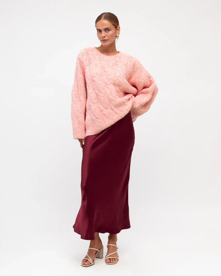 White Closet satin skirt Rita Skirt - Merlot