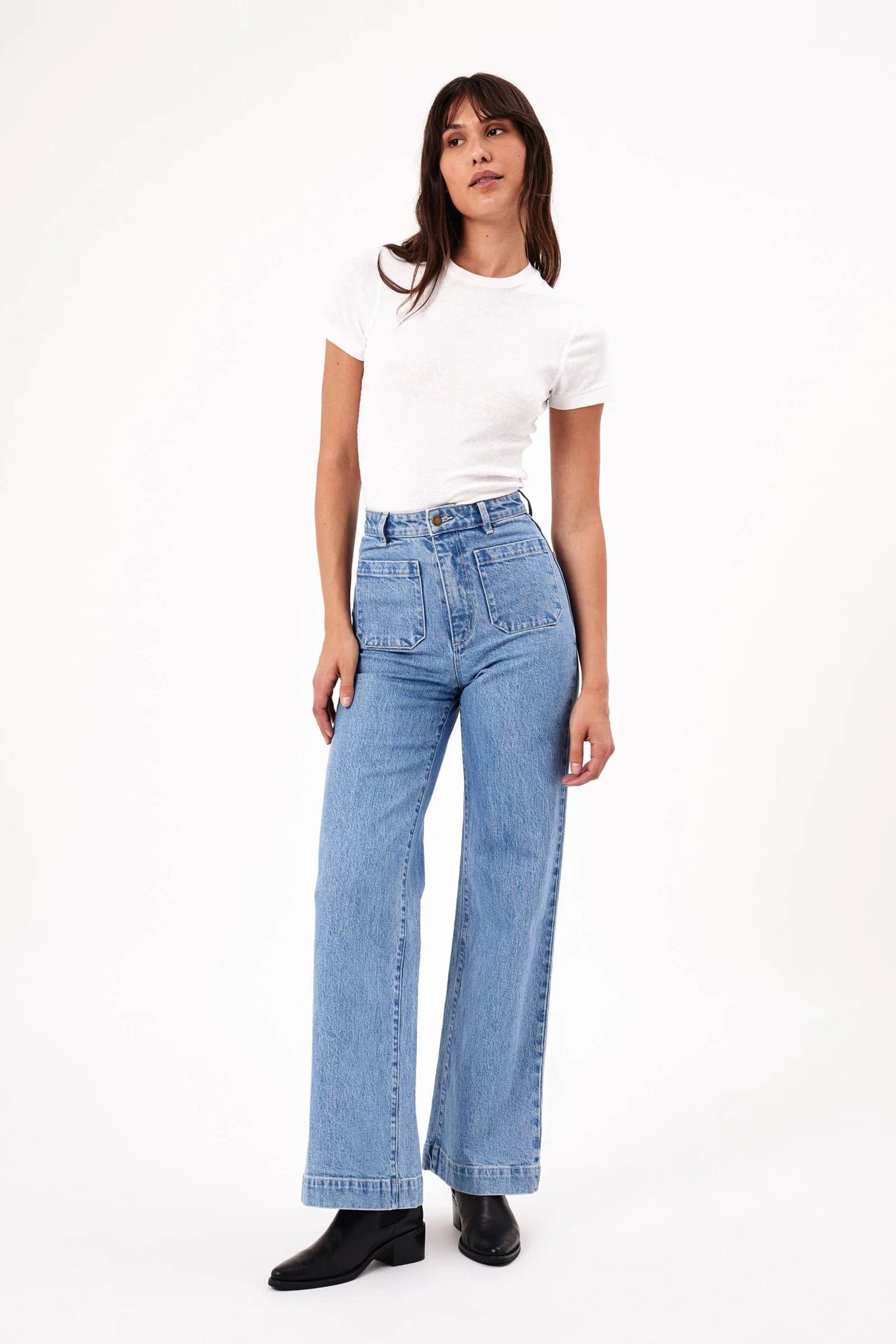 ROLLAS JEANS high and wide jeans Sailor LONG - Lily Blue