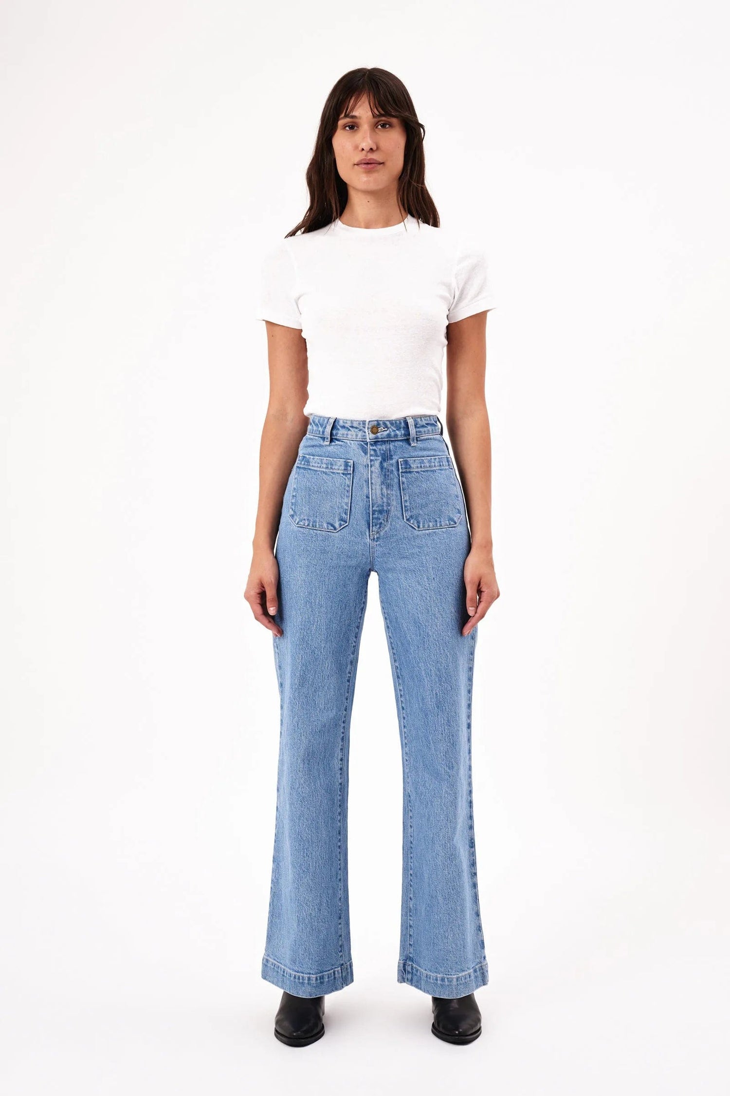 ROLLAS JEANS high and wide jeans Sailor LONG - Lily Blue