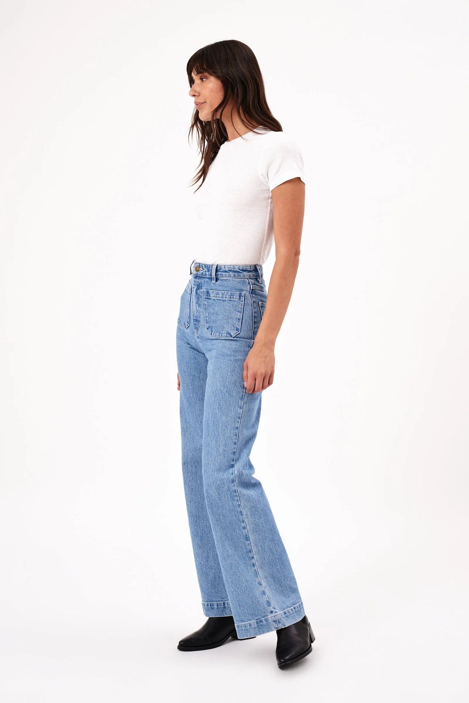 ROLLAS JEANS high and wide jeans Sailor LONG - Lily Blue