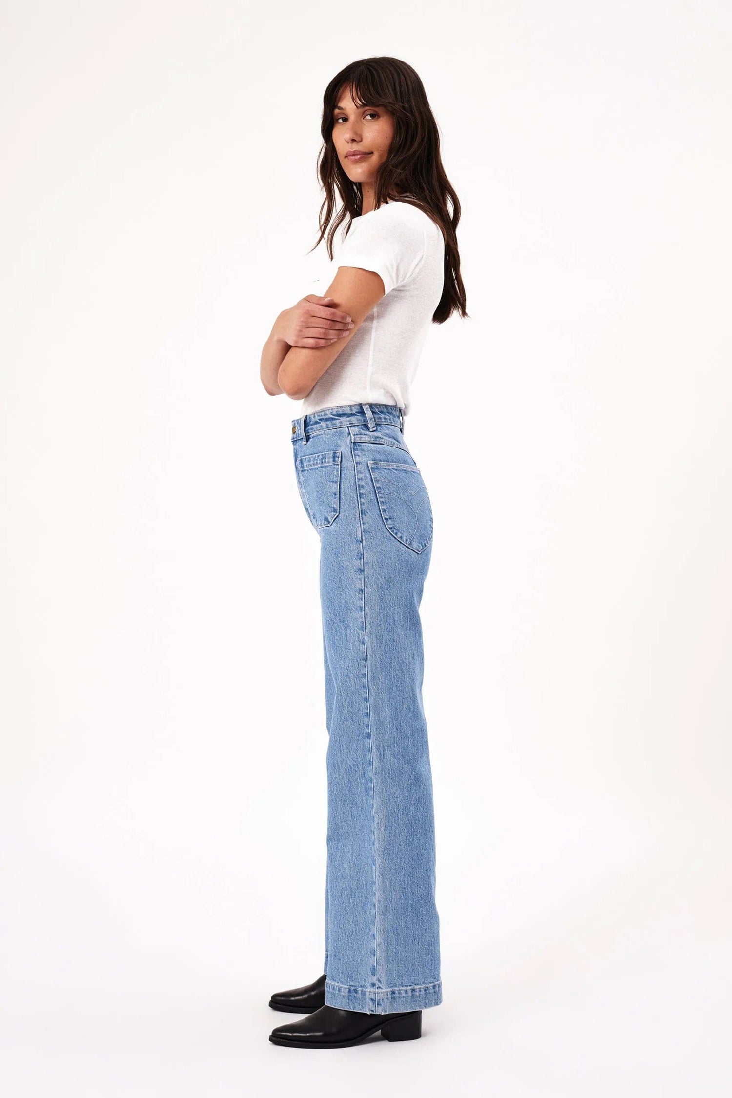 ROLLAS JEANS high and wide jeans Sailor LONG - Lily Blue