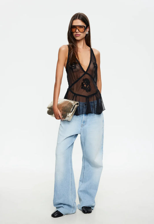 Lioness cami top SHEER LUCK TOP - NOIR