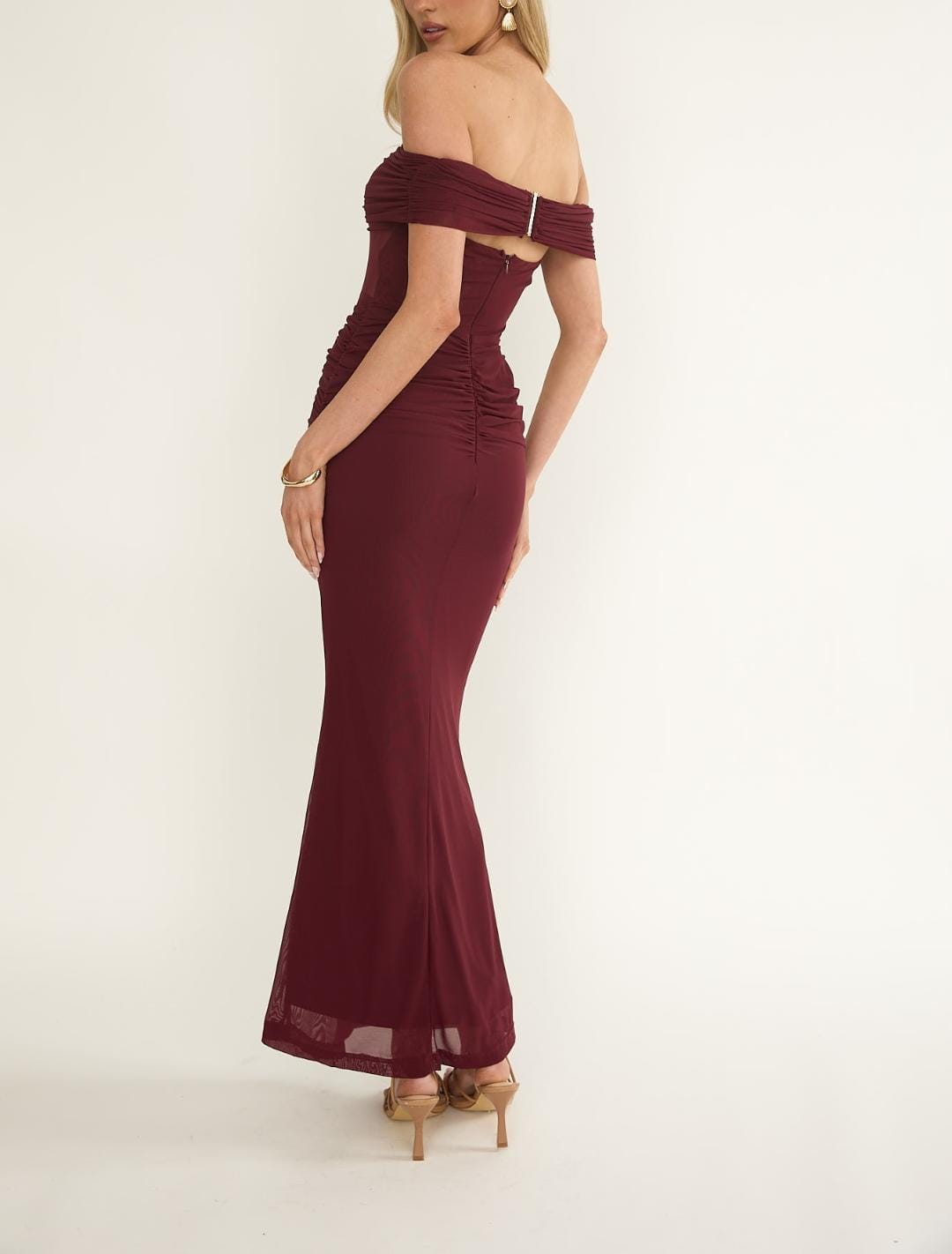 Saints & Secrets Dresses Sheer Panel Maxi - Wine