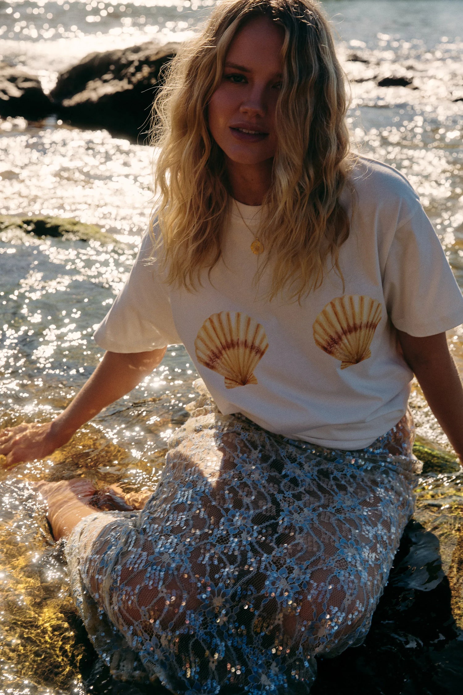 Indigo & Wolfe tee Shelby Tee - White