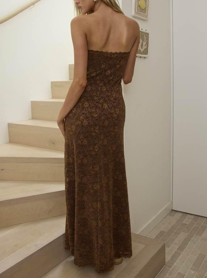 Here Comes The Sun Dresses Textured Maxi Dress - Choc