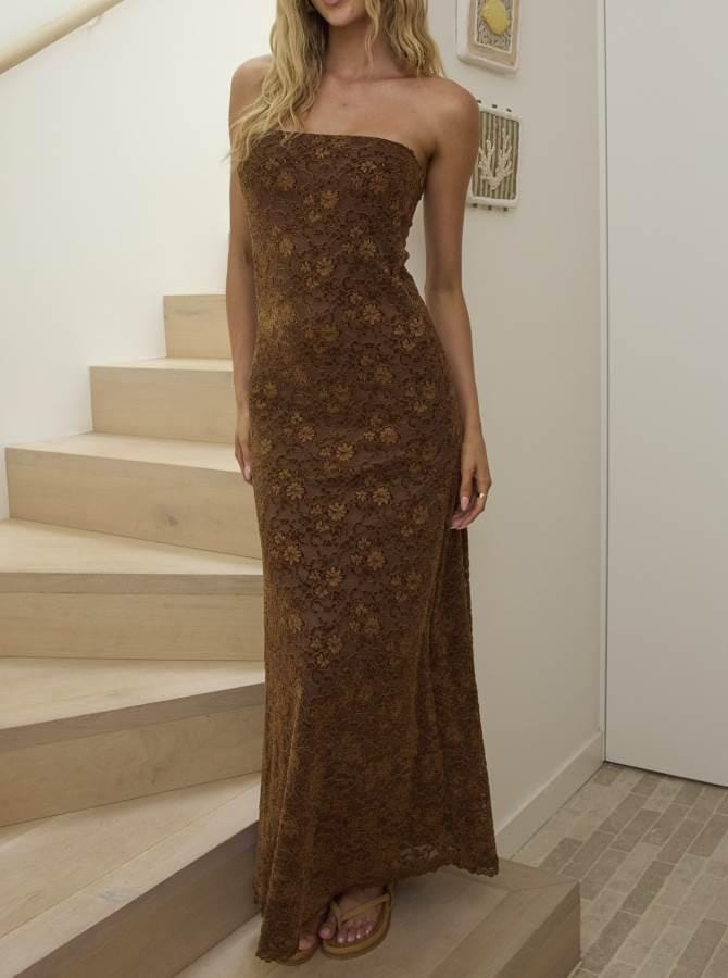 Here Comes The Sun Dresses Textured Maxi Dress - Choc