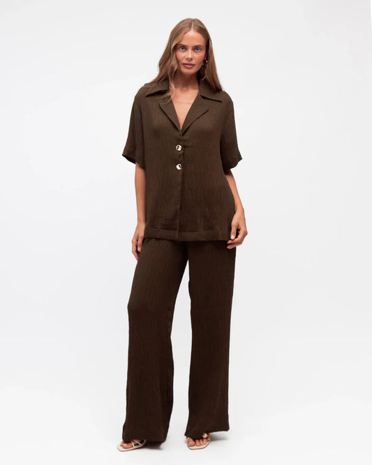 White Closet Pants Textured Pant - Choc