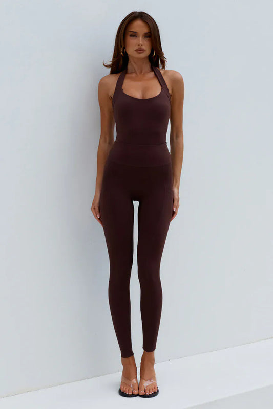 Runaway The Label activewear TILLY HIGH WAISTED LEGGINGS - CHOCOLATE