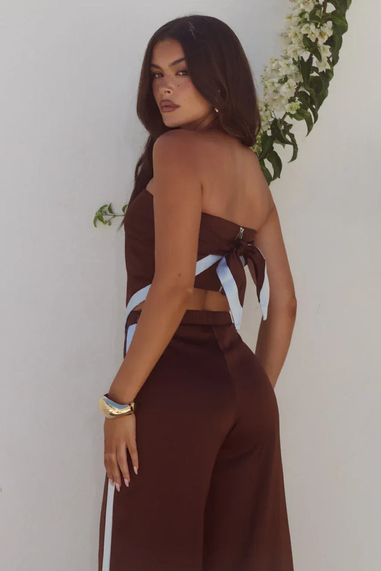 Seven Wonders scarf top Tina Scarf Top - Chocolate / Sky Blue