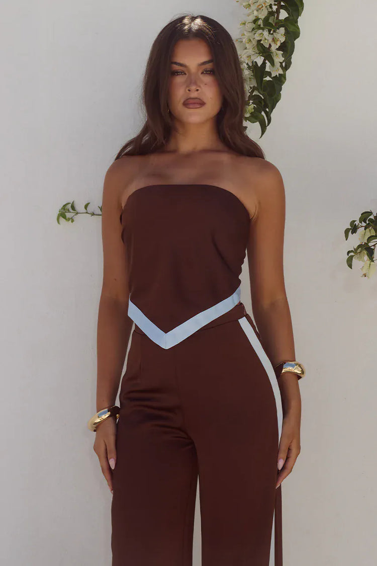 Seven Wonders scarf top Tina Scarf Top - Chocolate / Sky Blue