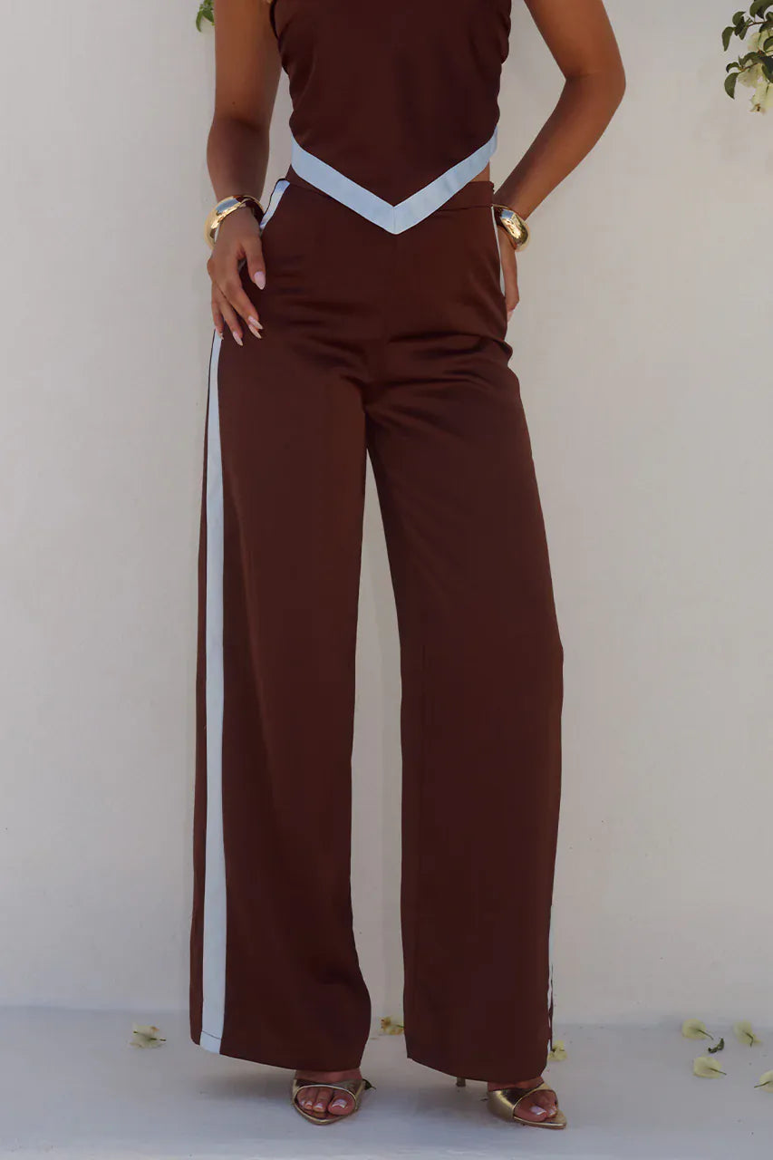 Seven Wonders Pants set Turner Pant - Chocolate / Sky Blue